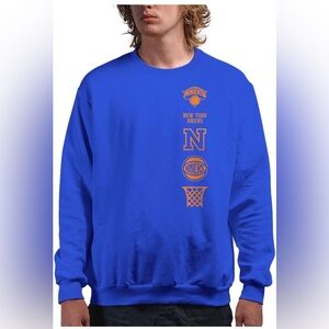 New York Knicks Pullover Fleece Crew Neck for Men and Women NBA Blue Size 2XL